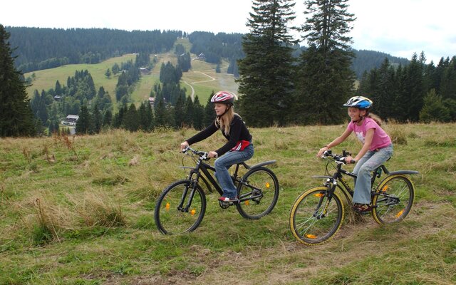 Kinder beim Radfahren im Sommer